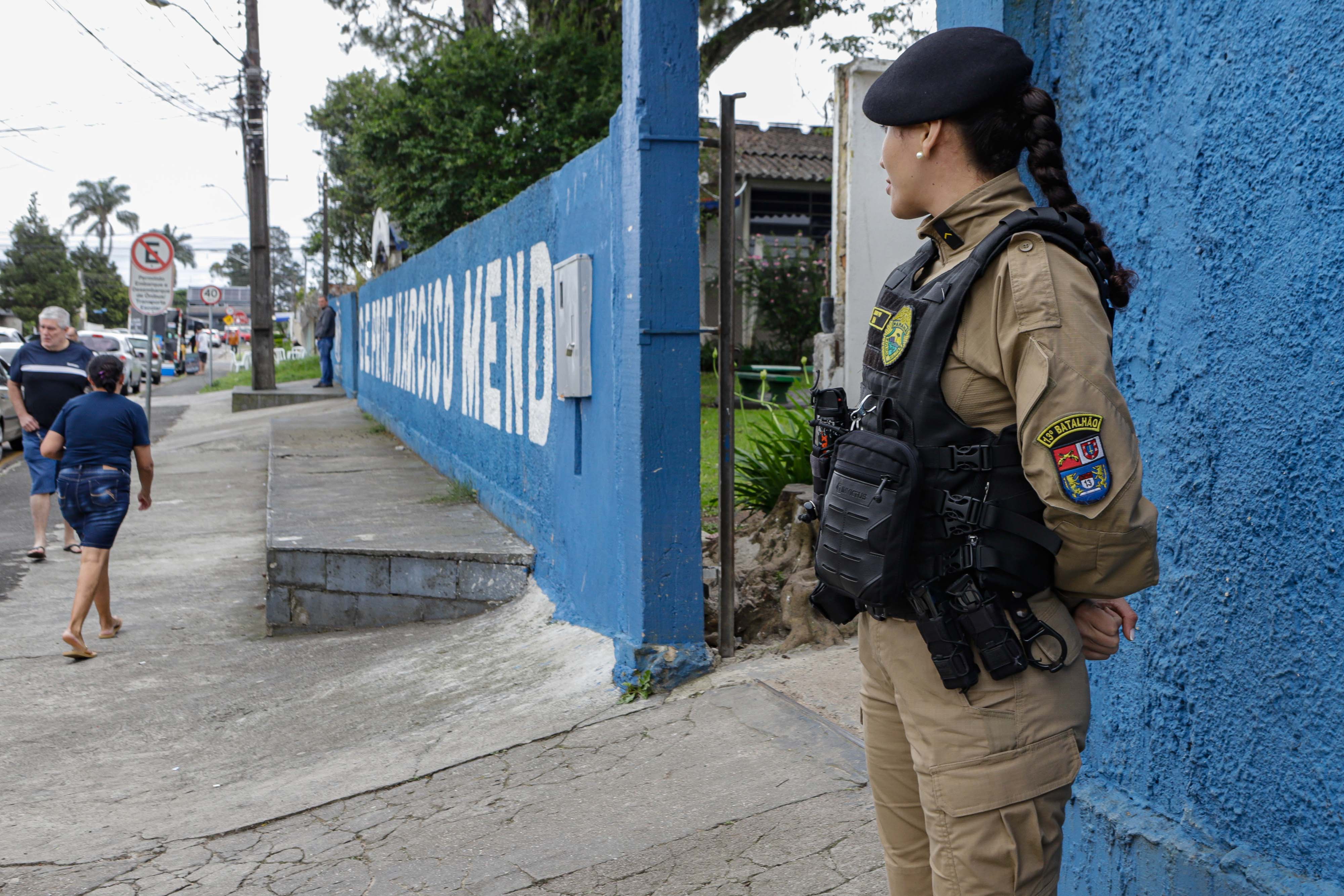 Curitiba, 27 de outubro de 2024 - A Polícia Militar do Paraná durante o segundo turna das Eleições na capital paranaense.