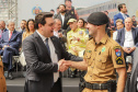 Curitiba, 12 de setembro de 2023 - O governador Carlos Massa Ratinho Jr. participa da formatura de soldados da Polícia Militar do Paraná na Ligga Arena.