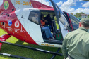 Paraná está ajudando nos atendimentos em Santa Catarina com equipe aérea e helicóptero