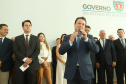 O governador Carlos Massa Ratinho Junior  deu posse, em cerimônia no Palácio Iguaçu, ao secretário de Estado do Desenvolvimento Sustentável e Turismo, Marcio Nunes, e aos presidentes das autarquias vinculadas à pasta. Foram empossados os presidentes do Instituto Água e Terra, Everton Souza; do Simepar, Eduardo Alvin; da Paraná Desenvolvimento, Eduardo Bekin; e da Paraná Turismo, João Jacob Mehl.  -  Curitiba, 12/02/2019  -  Foto: Rodrigo Félix Leal/ANPr