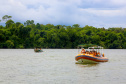 O passeio turístico inaugural da rota de Capanema sobre o Parque Nacional do Iguaçu, no Sudoeste do Paraná, aconteceu nesta sexta-feira (15). Nos mesmos moldes do trecho embaixo das cataratas de Foz do Iguaçu, a operação nesse outro ponto do rio permitirá a exploração do ecoturismo sobre diversas ilhas, trilhas e cachoeiras que compõem o ecossistema local.  -  Capanema, 15/02/2019  - Foto: Jaelson Lucas/ANPr