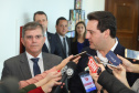 Governador Carlos Massa Ratinho Junior durante reunião com o secretário Nacional de Segurança Pública, general Guilherme Theóphilo e o secretário estadual da Segurança Pública e Administração Penitenciária, general Luiz Felipe Carbonell  -  Curitiba, 19/03/2019  -  Foto: Rodrigo Félix Leal/ANPr