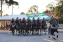 O governador Carlos Massa Ratinho Junior e o presidente em exercício Hamilton Mourão receberam nesta sexta-feira (28) a medalha Heróis da Cavalaria, da Polícia Montada Coronel Dulcídio. A condecoração foi entregue na cerimônia, em Curitiba, que comemora os 140 anos do regimento, que é a unidade mais antiga da Polícia Militar do Paraná.  -  Curitiba, 28/06/2019  -  Foto: José Fernando Ogura/ANPr