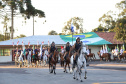 O governador Carlos Massa Ratinho Junior e o presidente em exercício Hamilton Mourão receberam nesta sexta-feira (28) a medalha Heróis da Cavalaria, da Polícia Montada Coronel Dulcídio. A condecoração foi entregue na cerimônia, em Curitiba, que comemora os 140 anos do regimento, que é a unidade mais antiga da Polícia Militar do Paraná.  -  Curitiba, 28/06/2019  -  Foto: José Fernando Ogura/ANPr