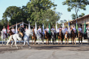 O governador Carlos Massa Ratinho Junior e o presidente em exercício Hamilton Mourão receberam nesta sexta-feira (28) a medalha Heróis da Cavalaria, da Polícia Montada Coronel Dulcídio. A condecoração foi entregue na cerimônia, em Curitiba, que comemora os 140 anos do regimento, que é a unidade mais antiga da Polícia Militar do Paraná.  -  Curitiba, 28/06/2019  -  Foto: José Fernando Ogura/ANPr