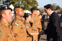 O governador Carlos Massa Ratinho Junior e o presidente em exercício Hamilton Mourão receberam nesta sexta-feira (28) a medalha Heróis da Cavalaria, da Polícia Montada Coronel Dulcídio. A condecoração foi entregue na cerimônia, em Curitiba, que comemora os 140 anos do regimento, que é a unidade mais antiga da Polícia Militar do Paraná.  -  Curitiba, 28/06/2019  -  Foto: José Fernando Ogura/ANPr