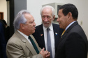 O governador Carlos Massa Ratinho Junior e o presidente em exercício Hamilton Mourão receberam nesta sexta-feira (28) a medalha Heróis da Cavalaria, da Polícia Montada Coronel Dulcídio. A condecoração foi entregue na cerimônia, em Curitiba, que comemora os 140 anos do regimento, que é a unidade mais antiga da Polícia Militar do Paraná.  -  Curitiba, 28/06/2019  -  Foto: José Fernando Ogura/ANPr