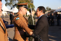 O governador Carlos Massa Ratinho Junior e o presidente em exercício Hamilton Mourão receberam nesta sexta-feira (28) a medalha Heróis da Cavalaria, da Polícia Montada Coronel Dulcídio. A condecoração foi entregue na cerimônia, em Curitiba, que comemora os 140 anos do regimento, que é a unidade mais antiga da Polícia Militar do Paraná.  -  Curitiba, 28/06/2019  -  Foto: José Fernando Ogura/ANPr