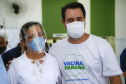 O governador Carlos Massa Ratinho Junior, participa neste domingo (28) da imunização em grupos prioritários em Maringá. Foto: Jonathan Campos/AEN