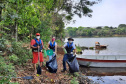 Um mutirão de limpeza tomou conta do Lago Jaboti, principal cartão postal de Apucarana na manhã desta quarta-feira (29). A ação foi promovida pela Companhia de Saneamento do Paraná (Sanepar) e pela Prefeitura de Apucarana, por meio da Secretaria Municipal de Meio Ambiente (Sema), marcando a Semana do Voluntariado do Paraná.  -  Apucarana, 29/09/2021  -  Foto: Sanepar