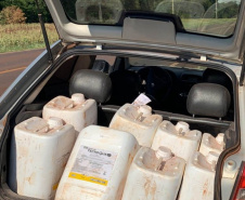 BPRv apreende carro carregado com 300 litros de herbicida no Oeste do estado 