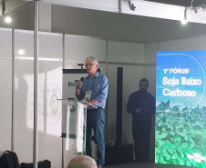 O secretário da Agricultura Norberto Ortigara participou ainda do 1.° Fórum Soja Baixo Carbono, promovido pela Embrapa.