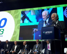 O vice-governador Darci Piana e o secretário da Agricultura, Norberto Ortigara, participaram da abertura da ExpoApras 2023