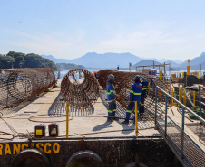 Com início do trecho estaiado, Ponte de Guaratuba chega a 11% de conclusão