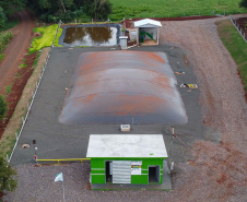 Itaipulândia, 16 de maio de 2024 - Usina de BioGás - produção de energia gerada a partir, neste caso, dos dejetos de suínos -, em Itaipulândia, região oeste do Paraná.