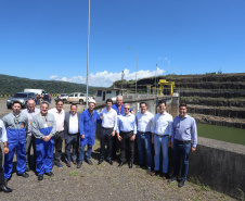 Governador Carlos Massa Ratinho Junior, acompanhado do presidente da Copel, Daniel Pimentel, visita a Usina Governador Bento Munhoz da Rocha Netto (Foz do Areia), no município de Pinhão  -  Pinhão, 22/01/2019  -  Foto: Rodrigo Félix Leal