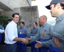 Governador Carlos Massa Ratinho Junior, acompanhado do presidente da Copel, Daniel Pimentel, visita a Usina Governador Bento Munhoz da Rocha Netto (Foz do Areia), no município de Pinhão  -  Pinhão, 22/01/2019  -  Foto: Rodrigo Félix Leal