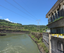 Governador Carlos Massa Ratinho Junior, acompanhado do presidente da Copel, Daniel Pimentel, visita a Usina Governador Bento Munhoz da Rocha Netto (Foz do Areia), no município de Pinhão  -  Pinhão, 22/01/2019  -  Foto: Rodrigo Félix Leal