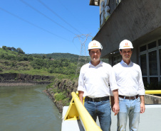 Governador Carlos Massa Ratinho Junior, acompanhado do presidente da Copel, Daniel Pimentel, visita a Usina Governador Bento Munhoz da Rocha Netto (Foz do Areia), no município de Pinhão  -  Pinhão, 22/01/2019  -  Foto: Rodrigo Félix Leal