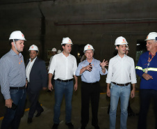 Governador Carlos Massa Ratinho Junior, acompanhado do presidente da Copel, Daniel Pimentel, visita a Usina Governador Bento Munhoz da Rocha Netto (Foz do Areia), no município de Pinhão  -  Pinhão, 22/01/2019  -  Foto: Rodrigo Félix Leal