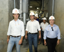 Governador Carlos Massa Ratinho Junior, acompanhado do presidente da Copel, Daniel Pimentel, visita a Usina Governador Bento Munhoz da Rocha Netto (Foz do Areia), no município de Pinhão  -  Pinhão, 22/01/2019  -  Foto: Rodrigo Félix Leal