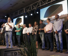 O governador Carlos Massa Ratinho Junior, participa do lançamento da 45ª Exposição Agropecuária, Industrial e Comercial de Umuarama. Presentes no evento: prefeito de Umuarama, Celso Luiz Pozzobom; presidente da Sociedade Rural, Milton Gaiari; secretário do Meio Ambiente, Márcio Nunes; secretário da Infraestrutura e Logística, Sandro Alex, deputados e demais autoridades  -  Umuarama, 05/02/2019  -  Foto: Arnaldo Alves/ANPr