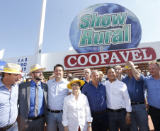 O governador Carlos Massa Ratinho Junior recebe a ministra da Agricultura, Pecuária e Abastecimento, Tereza Cristina, no Show Rural Coopavel.  -  Cascavel, 08/02/2019  -  Foto: Arnaldo Alves/ANPr