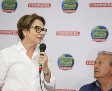 O governador Carlos Massa Ratinho Junior recebe a ministra da Agricultura, Pecuária e Abastecimento, Tereza Cristina, no Show Rural Coopavel. - Cascavel, 08/02/2019 - Foto: Rodrigo Félix Leal/ANPr