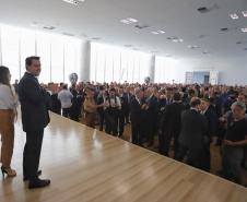 O governador Carlos Massa Ratinho Junior deu posse, em cerimônia no Palácio Iguaçu, ao secretário de Estado do Desenvolvimento Sustentável e Turismo, Marcio Nunes, e aos presidentes das autarquias vinculadas à pasta. Foram empossados os presidentes do Instituto Água e Terra, Everton Souza; do Simepar, Eduardo Alvin; da Paraná Desenvolvimento, Eduardo Bekin; e da Paraná Turismo, João Jacob Mehl. -   Curitiba, 12/02/2019  -  Foto: José Fernando Ogura/ANPr