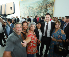 O governador Carlos Massa Ratinho Junior  deu posse, em cerimônia no Palácio Iguaçu, ao secretário de Estado do Desenvolvimento Sustentável e Turismo, Marcio Nunes, e aos presidentes das autarquias vinculadas à pasta. Foram empossados os presidentes do Instituto Água e Terra, Everton Souza; do Simepar, Eduardo Alvin; da Paraná Desenvolvimento, Eduardo Bekin; e da Paraná Turismo, João Jacob Mehl.  -  Curitiba, 12/02/2019  -  Foto: Rodrigo Félix Leal/ANPr