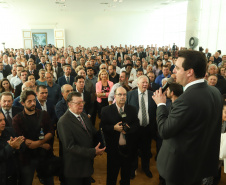 O governador Carlos Massa Ratinho Junior  deu posse, em cerimônia no Palácio Iguaçu, ao secretário de Estado do Desenvolvimento Sustentável e Turismo, Marcio Nunes, e aos presidentes das autarquias vinculadas à pasta. Foram empossados os presidentes do Instituto Água e Terra, Everton Souza; do Simepar, Eduardo Alvin; da Paraná Desenvolvimento, Eduardo Bekin; e da Paraná Turismo, João Jacob Mehl.  -  Curitiba, 12/02/2019  -  Foto: Rodrigo Félix Leal/ANPr