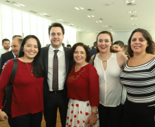 O governador Carlos Massa Ratinho Junior  deu posse, em cerimônia no Palácio Iguaçu, ao secretário de Estado do Desenvolvimento Sustentável e Turismo, Marcio Nunes, e aos presidentes das autarquias vinculadas à pasta. Foram empossados os presidentes do Instituto Água e Terra, Everton Souza; do Simepar, Eduardo Alvin; da Paraná Desenvolvimento, Eduardo Bekin; e da Paraná Turismo, João Jacob Mehl.  -  Curitiba, 12/02/2019  -  Foto: Rodrigo Félix Leal/ANPr