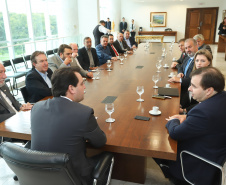 Governador Carlos Massa Ratinho Júnior recebe o presidente da Câmara dos Deputados, Rodrigo Maia. Curitiba, 15/02/2019. Foto: Rodrigo Felix Leal/ANPr