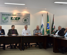 Estados do Sul querem avançar em sanidade na produção de leite. Representantes dos estados do Sul debateram nesta segunda-feira (19) tema na sede da Federação da Agricultura do Estado do Paraná (Faep), em Curitiba, com a presença dos secretários da Agricultura e Abastecimento, Norberto Ortigara, do Paraná; e de Ricardo de Gouvêa, da Agricultura e da Pesca de Santa Catarina.  -  Curitiba, 18/02/2019  -  Foto: Divulgação SEAB