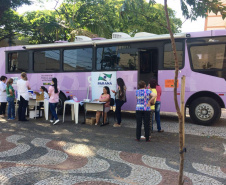 Ônibus Lilás atende mulheres em dez municípios em março.Foto: Divulgação/SEJUF