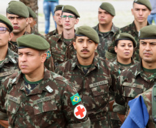 Os 74 anos da Tomada de Monte Castelo, batalha no Norte da Itália que marcou a participação da Força Expedicionária Brasileira (FEB) na Segunda Guerra Mundial, foram lembrados nesta quinta-feira (21/2), em cerimônia no Museu do Expedicionário, em Curitiba. O governador Carlos Massa Ratinho Junior participou no evento, junto com quatro expedicionários e familiares dos pracinhas.  -  Curitiba, 21/02/2019  -  Foto: Rodrigo Félix Leal/ANPr