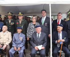 Os 74 anos da Tomada de Monte Castelo, batalha no Norte da Itália que marcou a participação da Força Expedicionária Brasileira (FEB) na Segunda Guerra Mundial, foram lembrados nesta quinta-feira (21/2), em cerimônia no Museu do Expedicionário, em Curitiba. O governador Carlos Massa Ratinho Junior participou no evento, junto com quatro expedicionários e familiares dos pracinhas.  -  Curitiba, 21/02/2019  -  Foto: Rodrigo Félix Leal/ANPr