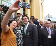 Os 74 anos da Tomada de Monte Castelo, batalha no Norte da Itália que marcou a participação da Força Expedicionária Brasileira (FEB) na Segunda Guerra Mundial, foram lembrados nesta quinta-feira (21/2), em cerimônia no Museu do Expedicionário, em Curitiba. O governador Carlos Massa Ratinho Junior participou no evento, junto com quatro expedicionários e familiares dos pracinhas.  -  Curitiba, 21/02/2019  -  Foto: Rodrigo Félix Leal/ANPr