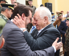 Os 74 anos da Tomada de Monte Castelo, batalha no Norte da Itália que marcou a participação da Força Expedicionária Brasileira (FEB) na Segunda Guerra Mundial, foram lembrados nesta quinta-feira (21/2), em cerimônia no Museu do Expedicionário, em Curitiba. O governador Carlos Massa Ratinho Junior participou no evento, junto com quatro expedicionários e familiares dos pracinhas.  -  Curitiba, 21/02/2019  -  Foto: Rodrigo Félix Leal/ANPr