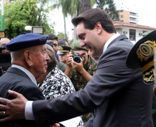 O governador Carlos Massa Ratinho Junior particip da cerimônia que comemora o 74º aniversário da tomada de Monte Castelo, na Itália, pela Força Expedicionária Brasileira, na Segunda Guerra Mundial. Foto: Gilson Abreu/ANPr