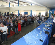 Governador Carlos Massa Ratinho Júnior participa da posse da diretoria da Associação dos Municípios do Norte Pioneiro (Amunorp), em Pinhalão, no Clube Aerp. - Pinhalão 22/02/2019 - Foto: Rodrigo Félix Leal/ANPr