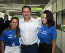 O governador Carlos Massa Ratinho Junior empossa a nova diretoria do Instituto de Tecnologia do Paraná (Tecpar). Tomam posse como diretor-presidente do Tecpar, Fabio Cammarota; diretora comercial, Danielle Portela; o diretor de Desenvolvimento Tecnológico e Inovação, Rafael Rodrigues; e diretor de Administração e Finanças, Arnaldo da Fonseca. Foto: Rodrigo Félix Leal/ANPr