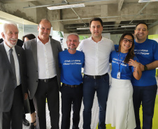 O governador Carlos Massa Ratinho Junior empossa a nova diretoria do Instituto de Tecnologia do Paraná (Tecpar). Tomam posse como diretor-presidente do Tecpar, Fabio Cammarota; diretora comercial, Danielle Portela; o diretor de Desenvolvimento Tecnológico e Inovação, Rafael Rodrigues; e diretor de Administração e Finanças, Arnaldo da Fonseca. Foto: José Fernando Ogura/ANPr