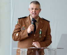 Batalhão da Policia Ambiental comemora 62 anos, vice governador Darci Piana recebe medalha do mérito ambiental.
Foto Gilson Abreu/ANPr