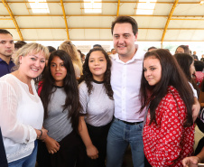 O governador Carlos Massa Ratinho Junior inaugurou nesta quinta-feira (4), em Guarapuava, região central do Paraná, as novas sedes dos colégios estaduais Leni Marlene Jacob e Professor Pedro Carli.  Foto: Rodrigo Felix Leal/ANPr