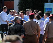 O governador Carlos Massa Ratinho Junior  participa de coletiva na Expolondrina nesta quarta-feira (10).  Londrina, 10/04/2019 -  Foto: Geraldo Bubniak/ANPr