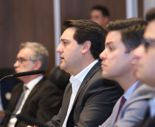 O governador Carlos Massa Ratinho Junior participa nesta segunda-feira (15) de Coletiva de Imprensa com um balanço dos 100 dias de gestão. Curitiba, 15/04/2019  -  Foto: Rodrigo Félix Leal/ANPr