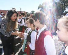 O governador Carlos Massa Ratinho Junior e o ministro da Cidadania, Osmar Terra, lançam o programa Criança Feliz . Curitiba, 18/04/2019 - Foto: Rodrigo Felix Leal/ANPr