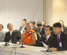 Reunião da Defesa Civil, Simepar e Jica, para discutir resultados do projeto de monitoramento metereológico por radar. N/F: Cônsul Geral do Japão em Curitiba, Hajime Kimura.Curitiba, 22-04-19.Foto: Arnaldo Alves / ANPr.