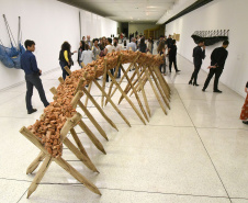 Aberturas das exposições ?O que é original?? do artista Marcelo Conrado e "Mestre de Obras" de Ivens Machado no Museu Oscar Niemeyer (MON).Curitiba, 11 de abril de 2019.Foto: Kraw Penas/SEEC